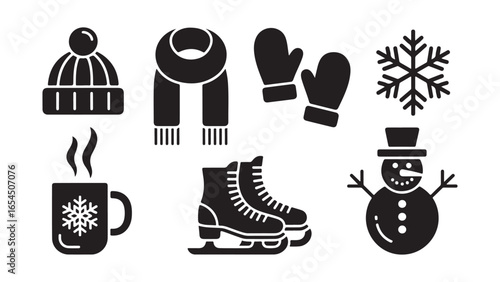 Winter themed icon set with seasonal elements
