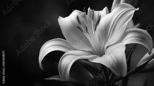 Elegant Black and White Lily Flower with Soft Petals and Detail