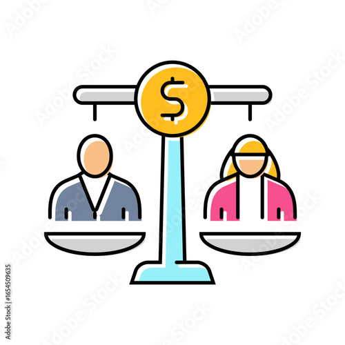 equal pay color icon vector illustration