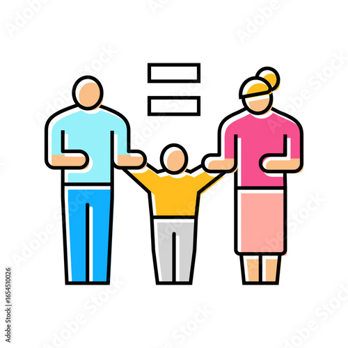 mother father equal parenting color icon vector illustration