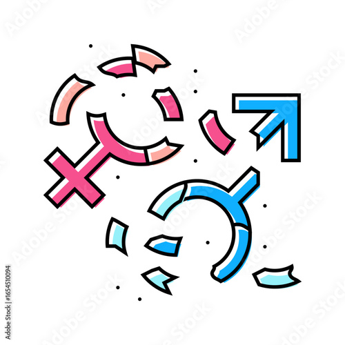 breaking gender stereotypes color icon vector illustration