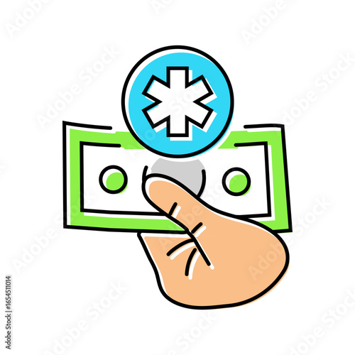 out of pocket medical expenses color icon vector illustration