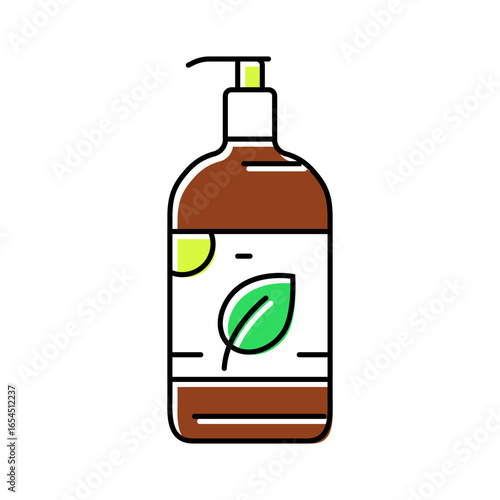 organic liquid soap bottle color icon vector illustration
