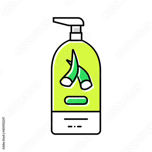 liquid soap aloe vera label color icon vector illustration