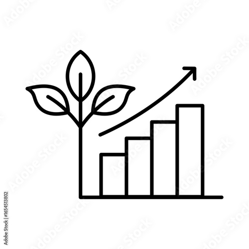 Sustainable Growth Icon Vector Illustration Line Version
