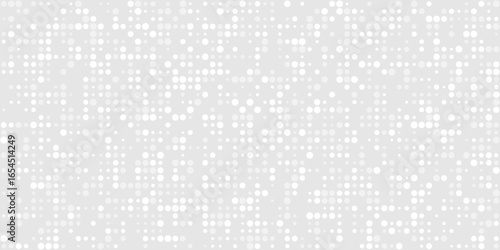 Modern Seamless dotted pattern with random size circles in light grey tones. Monochrome halftone minimal geometric background. Polka dot texture