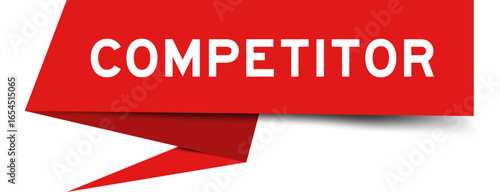 Red color speech banner with word competitor on white background