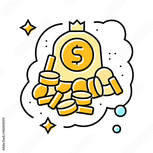 financial freedom dream color icon vector illustration
