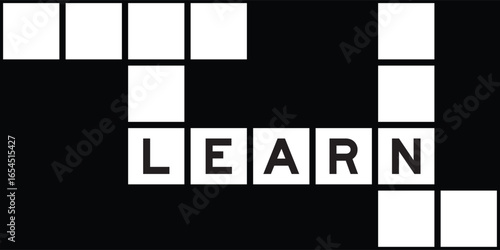 Alphabet letter in word learn on crossword puzzle background