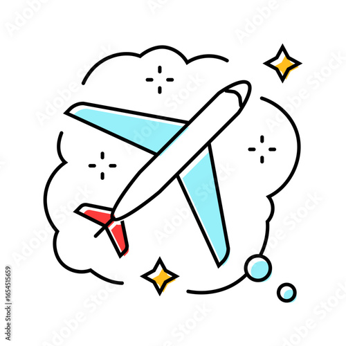 flying plane dream color icon vector illustration