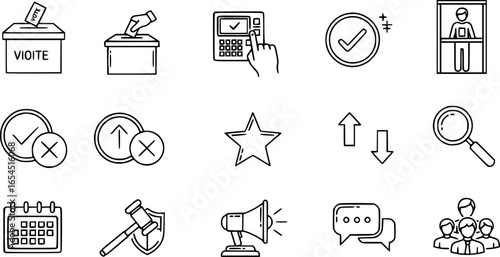 Line drawing icon set for voting in vector and monochrome

