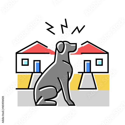 dogs barking loudly noisy neighborhood color icon vector illustration
