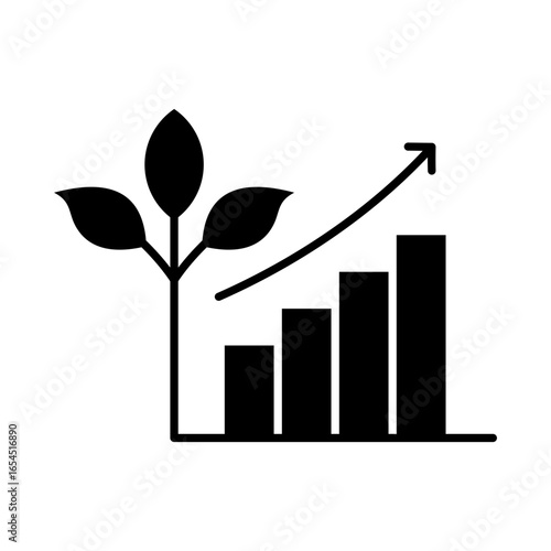 Sustainable Growth Icon Vector Illustration Glyph Version