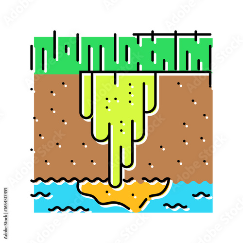 pesticide leaching groundwater color icon vector illustration