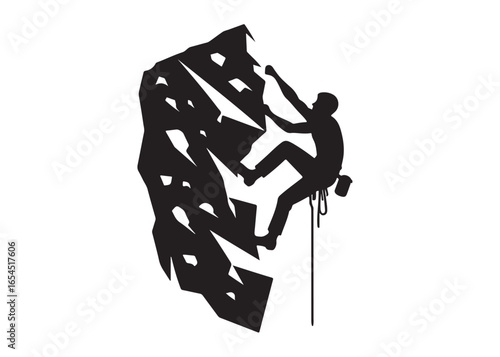 rock climbing logo silhouette vector, mountain climbing vector silhouette illustration, sport climbing silhouette logo, abseiling rock climbing logo silhouettes vector on white background