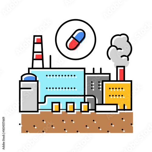 pharmaceutical plant emissions color icon vector illustration