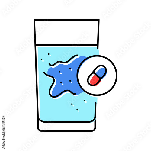 antibiotics drinking water color icon vector illustration