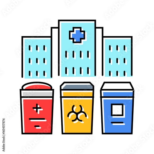 hazardous drug waste hospital color icon vector illustration