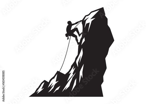 rock climbing logo silhouette vector, mountain climbing vector silhouette illustration, sport climbing silhouette logo, abseiling rock climbing logo silhouettes vector on white background