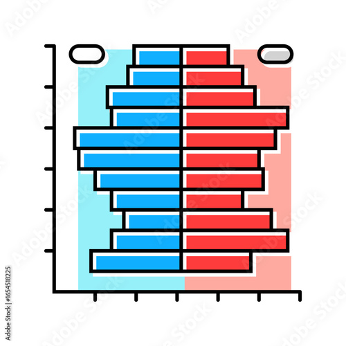 population pyramid chart color icon vector illustration
