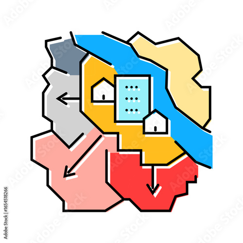 expansion of city borders map color icon vector illustration