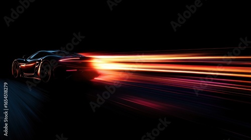 Night Drive: Supercar in Motion with Dynamic Light Trails