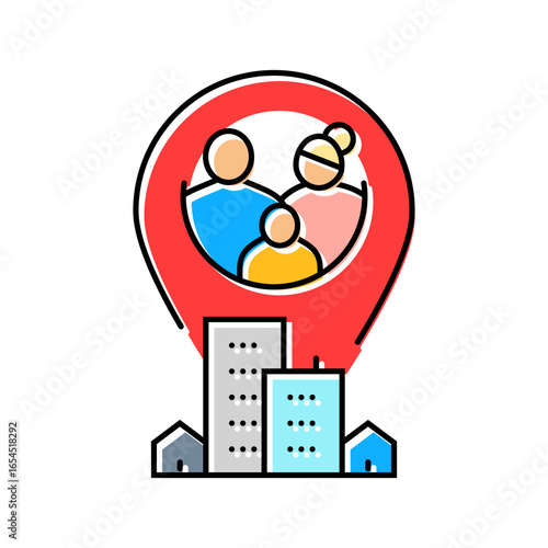 family relocation color icon vector illustration