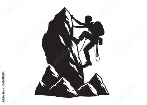 rock climbing logo silhouette vector, mountain climbing vector silhouette illustration, sport climbing silhouette logo, abseiling rock climbing logo silhouettes vector on white background