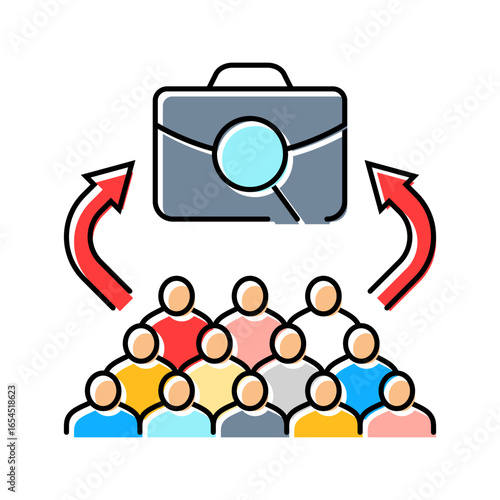 job market competition color icon vector illustration