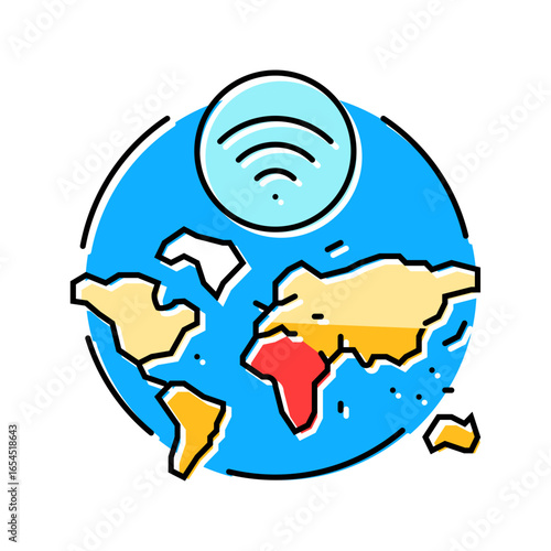 internet usage density map color icon vector illustration