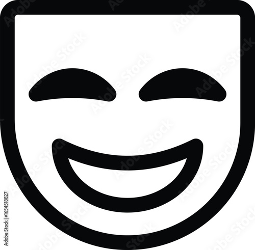 a theatrical mask with a happy smile