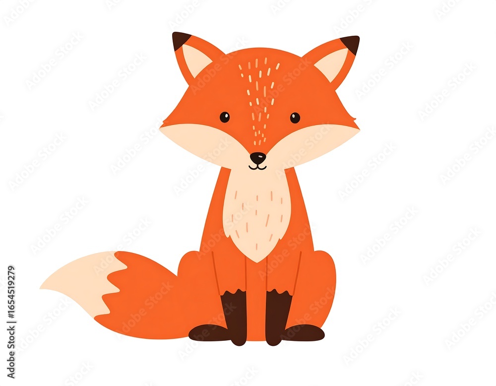 Obraz premium Cute cartoon fox sitting (1)