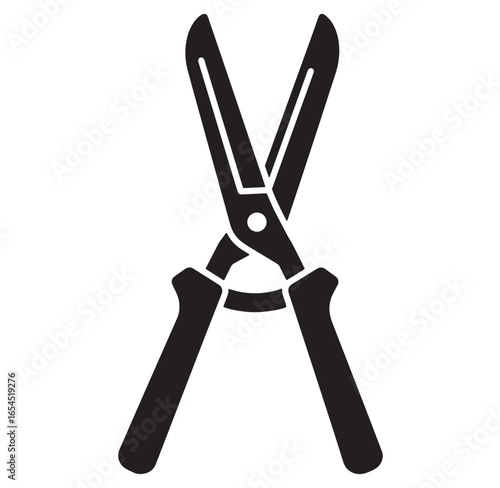 Simple black silhouette of gardening shears or secateurs suitable for vector design