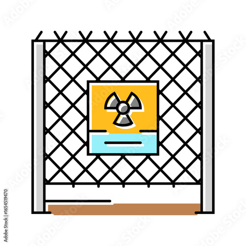 radiation on fence radioactive pollution color icon vector illustration
