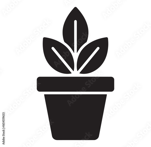 Simple illustration of a potted plant icon suitable for website design and decoration.