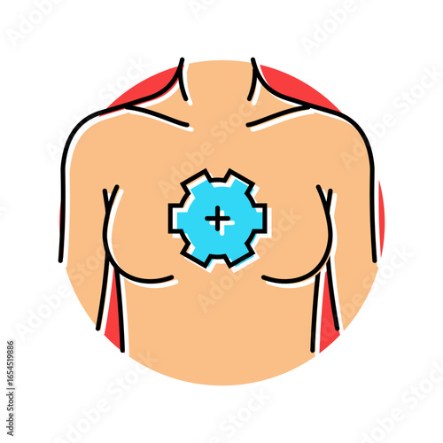 breast development adolescence puberty color icon vector illustration