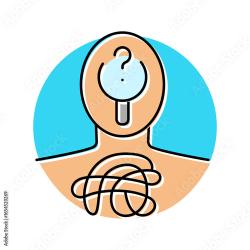 self esteem struggles adolescence puberty color icon vector illustration