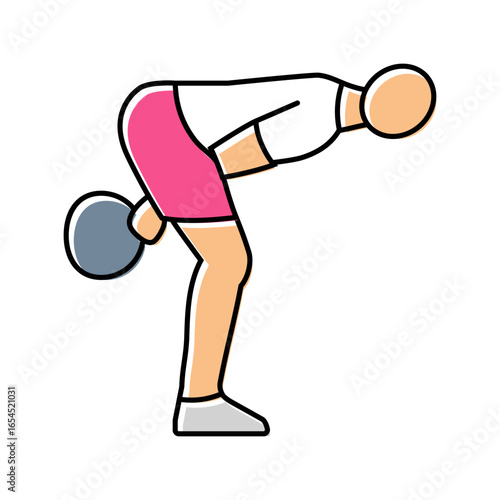 kettlebell swing functional fitness color icon vector illustration
