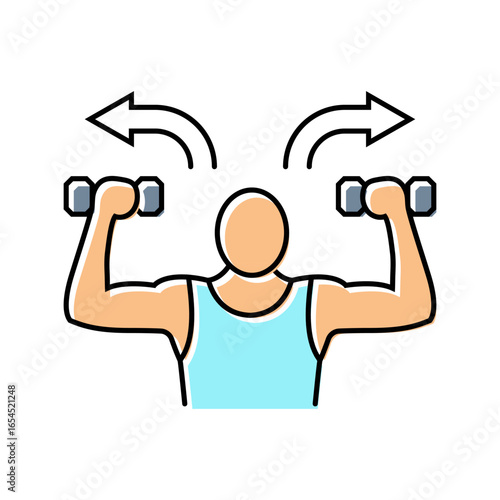 dumbbell rotational arrow color icon vector illustration