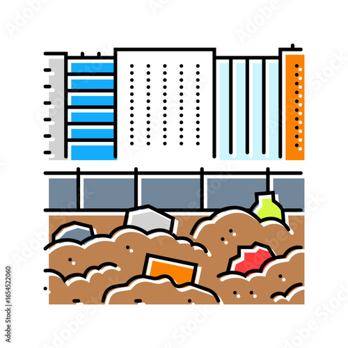 toxic metals e waste affecting urban environments color icon vector illustration
