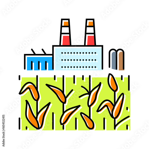 contaminated food crops region high industrial pollution color icon vector illustration