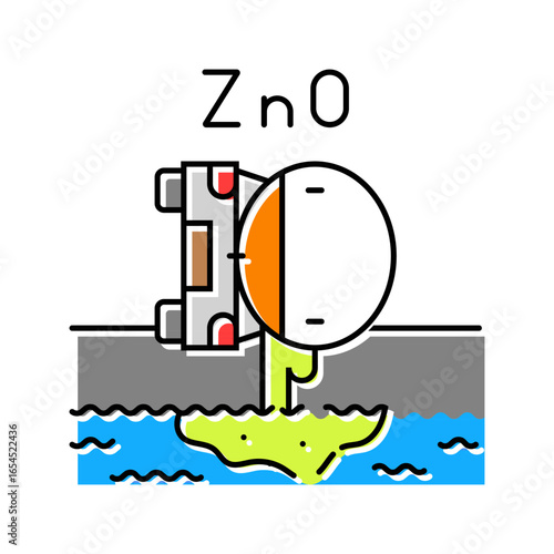 overturned truck leaking zinc oxide local stream color icon vector illustration