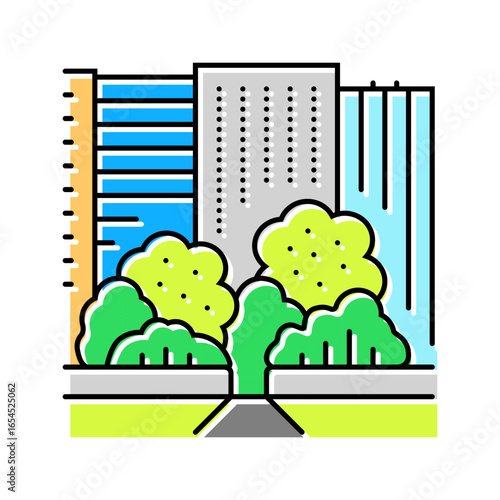 green space city urbanization color icon vector illustration