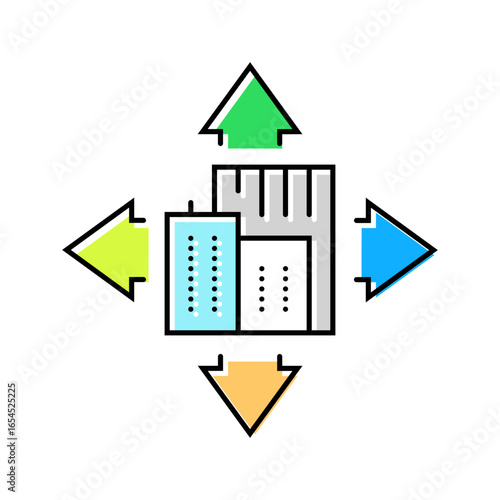 expanding city urbanization color icon vector illustration