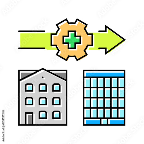 gentrification urbanization color icon vector illustration