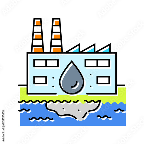 factory discharging waste river color icon vector illustration