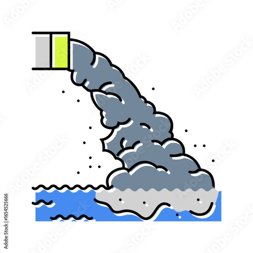 drain pipe releasing dirty water lake color icon vector illustration
