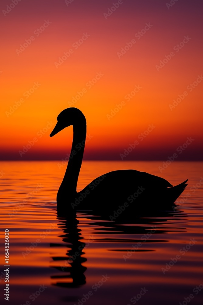 Fototapeta premium swan at sunset