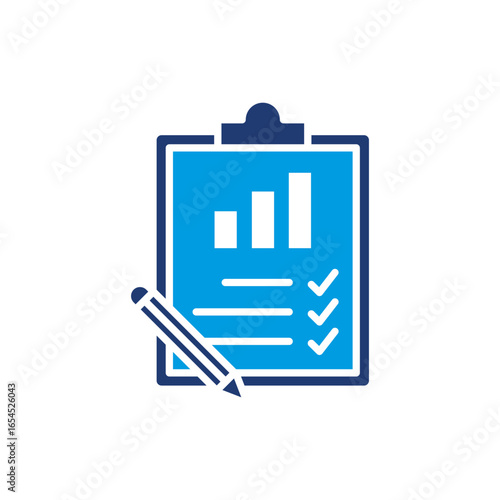 Business Evaluation Icon Vector Illustration Blue Version