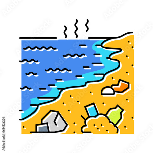 rotting garbage riverbank color icon vector illustration